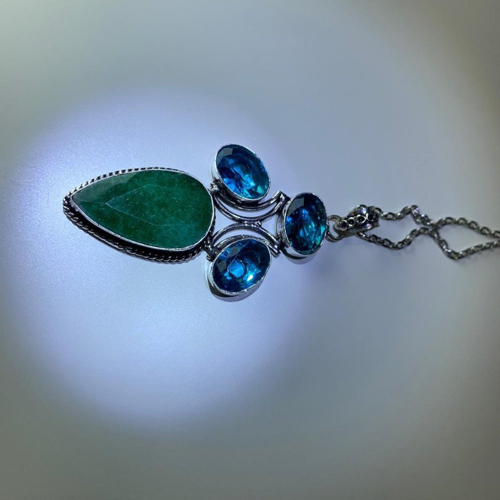 Emerald & Blue Topaz Necklace
